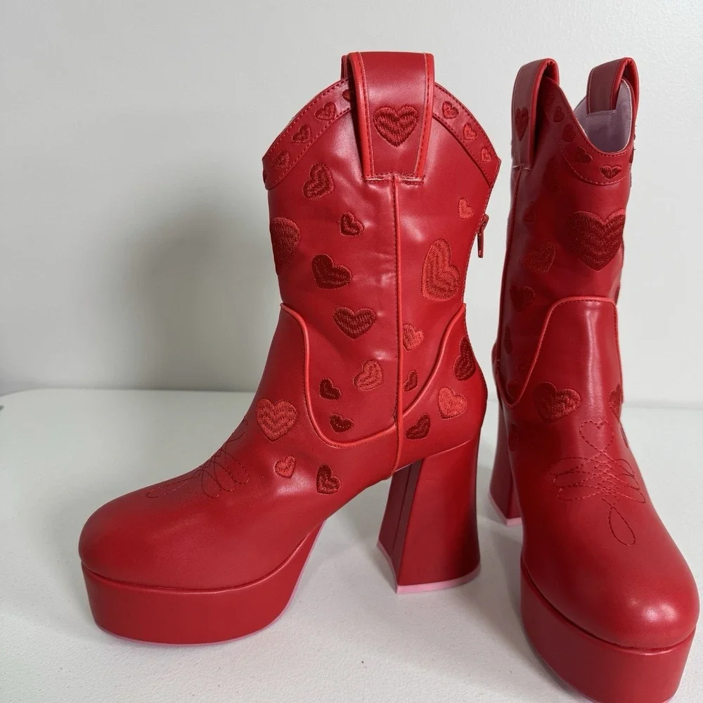 Sugar Thrillz Dolls Kill Follow The Sunset Cowboy Boots Womens 11 Red Platform